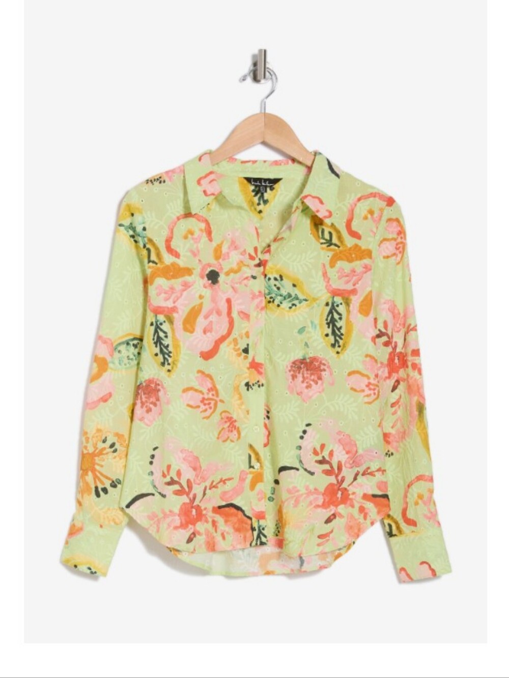 Nicole‎ Miller Embroidered Eyelet Floral Shirt